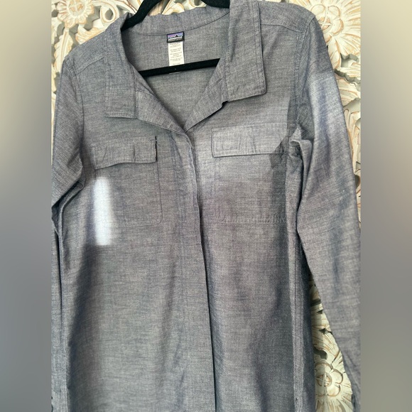 Patagonia Women's Long Sleeved Chambray shirt organic cotton BLUE 10 - Picture 4 of 16